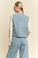 Load image into Gallery viewer, Davi & Dani Lace Patch Open Front Denim Vest