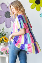 Load image into Gallery viewer, Heimish Full Size Short Sleeve Striped Tiered Top
