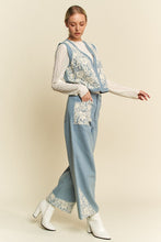 Load image into Gallery viewer, Davi & Dani Lace Patch Open Front Denim Vest