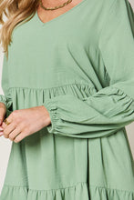 Load image into Gallery viewer, Double Take Full Size V-Neck Balloon Sleeve Tiered Dress