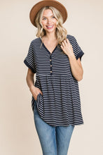 Load image into Gallery viewer, Cotton Bleu by Nu Label Striped Button Front Baby Doll Top