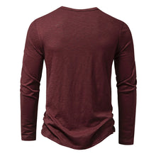 Load image into Gallery viewer, Men's Long-sleeved Fashion Casual Solid Color Pullover Button T-Shirt Top