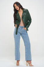 Load image into Gallery viewer, Coalition LA Zip Up Biker Jacket with Belt