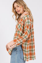 Load image into Gallery viewer, SAGE + FIG Side Slit Plaid Button Down Long Sleeve Shirt