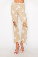 Load image into Gallery viewer, RISEN Full Size High Rise Star Printed Frayed Hem Jeans