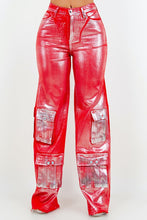 Load image into Gallery viewer, Cargo Wide Leg Jean in Foil Red