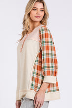 Load image into Gallery viewer, SAGE + FIG Exposed Seam Button Detail Plaid Top
