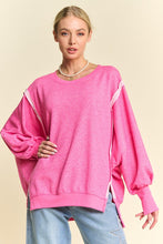 Load image into Gallery viewer, Davi & Dani Side Slit High-Low Lantern Sleeve Knit Top