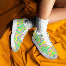 Load image into Gallery viewer, Ti Amo I love you - Exclusive Brand - Pear Yellow Cadet Blue, Can Can, Pastel Green Camouflage - Low Top Unisex Sneaker