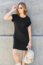 Load image into Gallery viewer, Basic Bae Full Size Round Neck Short Sleeve Dress with Pockets Ti Amo I love you