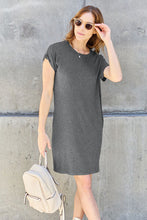 Load image into Gallery viewer, Basic Bae Full Size Round Neck Short Sleeve Dress with Pockets Ti Amo I love you