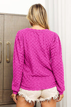 Load image into Gallery viewer, BiBi Magenta Round Neck Brushed Checker Top Ti Amo I love you