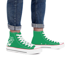 Load image into Gallery viewer, Ti Amo I love you - Exclusive Brand - Shamrock Green - White Daisy - High Top Canvas Shoes - White  Soles