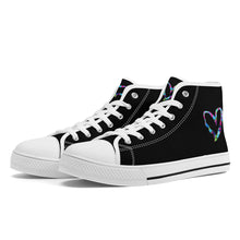Load image into Gallery viewer, Ti Amo I love you - Exclusive Brand - Black - Colorful Hearts - High-Top Canvas Shoes - White Soles