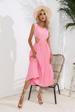 Load image into Gallery viewer, Cutout Ruched Round Neck Tank Dress Ti Amo I love you