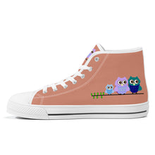 Load image into Gallery viewer, Ti Amo I love you  - Exclusive Brand - Pale Copper - 3 Owls - High-Top Canvas Shoes - White - Ti Amo I love you