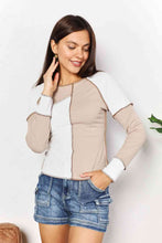 Load image into Gallery viewer, Double Take Color Block Exposed Seam Top Ti Amo I love you