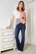 Load image into Gallery viewer, Double Take Color Block V-Neck Knit Top Ti Amo I love you