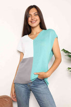 Load image into Gallery viewer, Double Take Color Block V-Neck Knit Top Ti Amo I love you