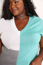 Load image into Gallery viewer, Double Take Color Block V-Neck Knit Top Ti Amo I love you