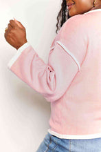 Load image into Gallery viewer, Double Take Contrast Detail Dropped Shoulder Knit Top Ti Amo I love you