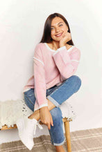 Load image into Gallery viewer, Double Take Contrast Detail Dropped Shoulder Knit Top Ti Amo I love you