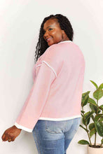 Load image into Gallery viewer, Double Take Contrast Detail Dropped Shoulder Knit Top Ti Amo I love you