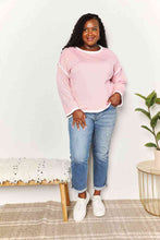 Load image into Gallery viewer, Double Take Contrast Detail Dropped Shoulder Knit Top Ti Amo I love you