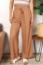 Load image into Gallery viewer, Double Take Drawstring Smocked Waist Wide Leg Pants Ti Amo I love you