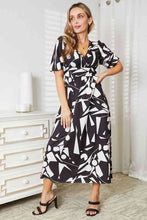 Load image into Gallery viewer, Double Take Printed Surplice Balloon Sleeve Dress Ti Amo I love you