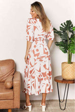 Load image into Gallery viewer, Double Take Printed Surplice Balloon Sleeve Dress Ti Amo I love you