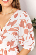 Load image into Gallery viewer, Double Take Printed Surplice Balloon Sleeve Dress Ti Amo I love you