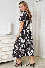 Load image into Gallery viewer, Double Take Printed Surplice Balloon Sleeve Dress Ti Amo I love you