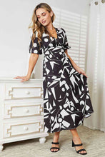 Load image into Gallery viewer, Double Take Printed Surplice Balloon Sleeve Dress Ti Amo I love you