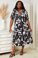 Load image into Gallery viewer, Double Take Printed Surplice Balloon Sleeve Dress Ti Amo I love you