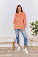 Load image into Gallery viewer, Double Take Quarter-Snap Dropped Shoulder Hoodie Ti Amo I love you