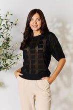 Load image into Gallery viewer, Double Take Ribbed Trim Round Neck Knit Top Ti Amo I love you