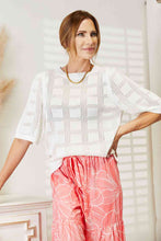 Load image into Gallery viewer, Double Take Ribbed Trim Round Neck Knit Top Ti Amo I love you