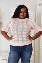 Load image into Gallery viewer, Double Take Ribbed Trim Round Neck Knit Top Ti Amo I love you