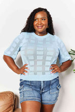 Load image into Gallery viewer, Double Take Ribbed Trim Round Neck Knit Top Ti Amo I love you