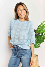 Load image into Gallery viewer, Double Take Ribbed Trim Round Neck Knit Top Ti Amo I love you