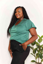 Load image into Gallery viewer, Double Take Ruched V-Neck Short Sleeve T-Shirt Ti Amo I love you