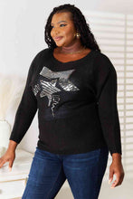 Load image into Gallery viewer, Double Take Sequin Graphic Dolman Sleeve Knit Top Ti Amo I love you