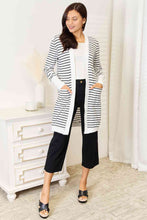 Load image into Gallery viewer, Double Take Striped Open Front Longline Cardigan Ti Amo I love you
