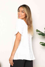 Load image into Gallery viewer, Double Take Swiss Dot Puff Sleeve Square Neck Blouse Ti Amo I love you