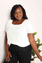 Load image into Gallery viewer, Double Take Swiss Dot Puff Sleeve Square Neck Blouse Ti Amo I love you