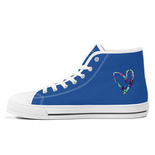 Load image into Gallery viewer, Ti Amo I love you - Exclusive Brand - Yale Blue - Colorful Hearts - High-Top Canvas Shoes - White Soles