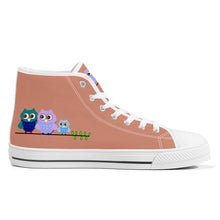 Load image into Gallery viewer, Ti Amo I love you  - Exclusive Brand - Pale Copper - 3 Owls - High-Top Canvas Shoes - White - Ti Amo I love you
