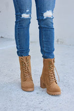 Load image into Gallery viewer, Forever Link Lace-Up Zipper Detail Block Heel Boots Ti Amo I love you