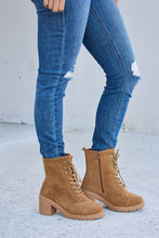 Load image into Gallery viewer, Forever Link Lace-Up Zipper Detail Block Heel Boots Ti Amo I love you